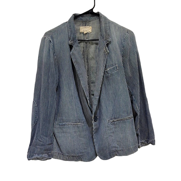 Current/Elliott Jackets & Blazers - Current Elliot Blue Stripe Denim Blazer Jacket 2